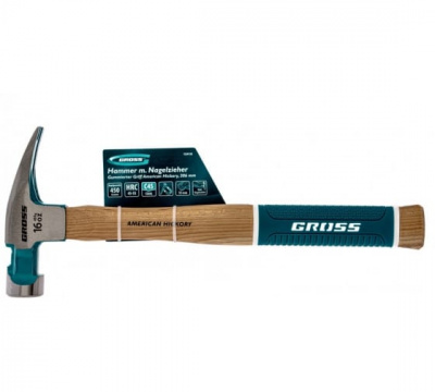 Молоток-гвоздодер Gross American Hickory 10418 длиной 355 мм, с головкой весом 450 г, с магнитом и обрезиненной рукояткой, предназначен для забивания крепежных элементов и извлечения неудачно вбитых гвоздей. Носок, загнутый под углом 75 градусов, позволяе